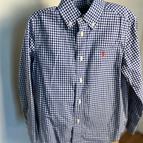 Ralph Lauren blue and white checkered button down boys size 5 - Picture 4 of 6
